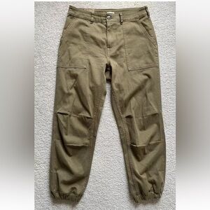 Faherty Women’s Crop Utility Joggers Sz 26 Army Green Cargo Elastic Ankle Pants